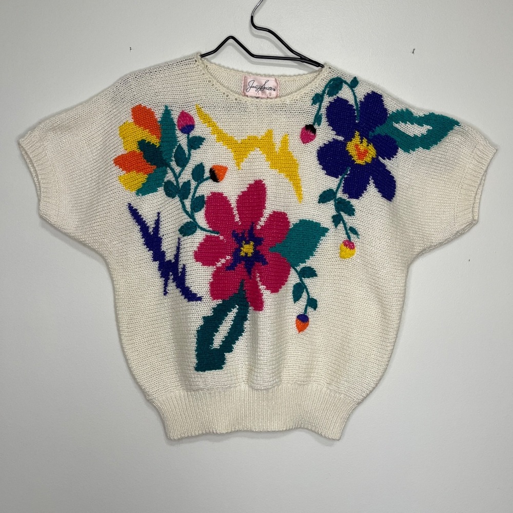 Vintage Jaclyn Smith Embroidered Sweater Women's L Artsy Art to Wear Statement